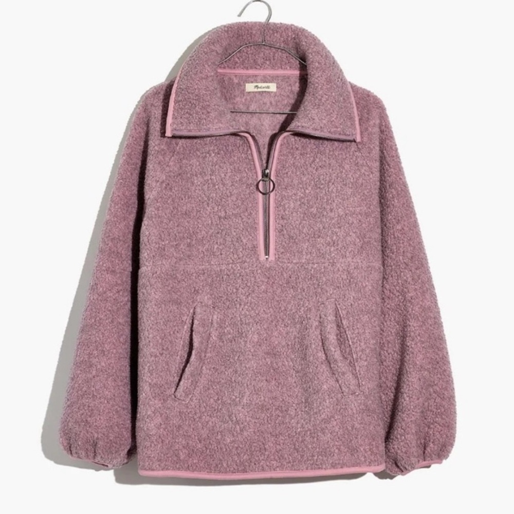 Madewell Polartec Fleece Half-zip Sherpa Pullover - purple/pink - size L
